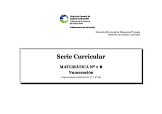 Dirección Provincial de Educación Primaria
                                            Dirección de Gestión Curricular




Serie Curricular
MATEMÁTICA Nº 2 B
   Numeración
 propuestas para alumnos de 3º y 4º año
 