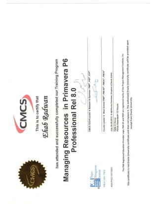 Ehab Radwan P6 R8.2 Certificates