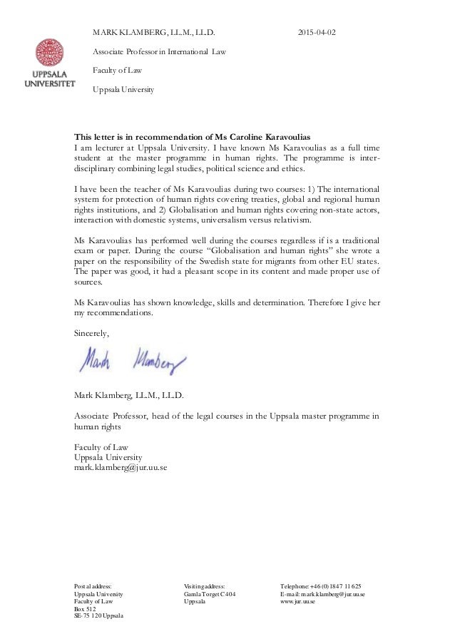 caroline karavoulias recommendation letter faculty letter of recommendation