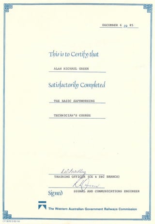 Signal Technician Certificate