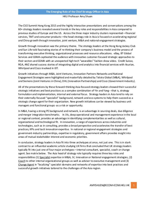 the emerging role of the chief strategy officer in asia hku professor amy shuen amyshuenecom icomhku - Chief Strategy Officer Job Description the emerging role of the chief strategy officer in asia hku professor amy shuen amyshuenecom icomhku - Chief Strategy Officer Job Description