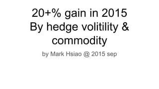 20+% gain in 2015
By hedge volitility &
commodity
by Mark Hsiao @ 2015 sep
 