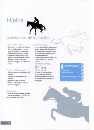 Actividades de iniciación al deporte hípico en Vizcaya, País Vasco, España