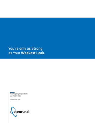 You’re only as Strong
as Your Weakest Leak.
For emergency response call:
USA 216 220 1800
systemseals.com
 