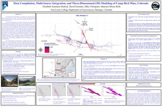Data Compilation, Multi-Source Integration, and Three-Dimensional (3D) Modeling of Camp Bird Mine, Colorado
Elizabeth Anastasia Hedrick, David Gonzales, Mike Thompson, Maureen Moore-Roth
Fort Lewis College Department of Geosciences, Durango, Colorado
ABSTRACT
The western San Juan Mountains are well known for a historical mining
legacy that spans about 125 years. Most of the mining and related geologic
activities for the mines are preserved in hard copy documents and paper files. Few
digital compilation exist.
The goals of this research were twofold. Historical and recent geologic
and mine data for the Camp Bird mine near Ouray, Colorado were used to generate
a three-dimensional representation of the mining working at different levels. This
thesis focused on the understanding and application of established methodologies
to digitize historic plans and model the mine workings of the iconic Camp Bird
Mine, utilizing software developed for integrating, editing, and modeling large
amounts of complex spatial data. The historical data existed in paper maps and
geologic profiles, but there was a desire to generate digital compilations to make
quick and accurate assessments of the value and risks associated with exploration
and feasibility of mine-development; understanding the geology of ore deposits,
geothermal and hydrological studies, and the environmental impacts of
engineering project(s). The process applied in this project required digitizing and
synching of data from maps into digital documents with the aide of GIS and
Vulcan software. This presentation highlights the steps and challenges in creating
this digital product.
The second initiative of this project is to illustrate the power of the
digital word for the preservation of historical documents and maps that are
vulnerable to loss, deterioration from age, poor archiving conditions, the onerous
challenges of sharing historical data for mining activities and within the public
domain. Virtual reconstruction through the process of creating a digital database
and 3D models of mine workings from historic documents is of tremendous
academic and economic value.
REFERENCES CITED
Will be made available upon request
ACKNOWLEDGMENTS
Thank you Fort Lewis College and the Department of Geosciences specifically:
Dr. David Gonzales, Dr. Ray Kenny, Andrea Kirkpatrick, and the Undergraduate
Research and Creative Activities Grant Committee; Mike Thompson; Maptek for
providing training and technical support to educational institutes, specifically:
Maureen Moore, Carolina Christiensen, Michaela Crum, Mark Bourget, Nate
Bazer, and Chuck Winters. Additionally, I would like to acknowledge the aid of
Kirstin Brown, Chuck Baltzer, and Dr. Ray Kenny in facilitating my initial
understanding of how to decipher and assemble data of this nature within the
constructs of a smaller project; and my father, Sam Hedrick, for proofing the
countless products related to this project.
STUDY OBJECTIVES
• Development of new skills using Geographic Information Sciences and
Vulcan
• Conversion of historic 2D data into digital formats useful for mine
operations
• Investigation of the process of creating a digital database of mine workings
using modern tools and software to digitize historical documents and their
incorporation into comprehensive three-dimensional (3D) models (3DGM).
• This data was compiled with the hope of gaining support in reopening the
mine, closed since the 1989, and develop new exploration and mining
plans, bringing it’s legacy into the 21st century.
SETTING
Within the heart of the Western San Juan Mountains, hundreds of underground
mining operations have been established and abandoned since initial
discoveries of gold and silver in the 1700's. Of those established, only a few
have been able to withstand the ebbs and flows of the economy to become legacies
such as the Camp Bird Mine.
• Established in 1896 by Thomas Walsh as a collection of mine claims (Fischer
et al, 1968; Smith, 2004; Smith, 2006).
• The Camp Bird mine has been developed over the span of seven generations
since the first claims were staked in 1877, and includes 21 levels and sub-
levels, extending to over 25 miles of mine workings.
• The most profitable mine in Colorado for many years.
• Maintained high gold production for decades .
• Represented the best of current mining methods and equipment.
• Attracted visitors from around the world.
SOURCES OF DATA
Caldera Mineral Resources compiled and indexed over 2,000 historic maps
and plans, varying in details from the follow sources in 2012:
• Ouray County Historical Society
• San Juan County Historical Society
• Numerous private entities with historic ties to the mine
This data was generously supplied to author by Mike Thompson
SOFTWARE AND DEVELOPED METHODOLOGY
• This project was completed utilizing VULCAN (Maptek Pty Ltd.) an industry
leading software in 3D Geologic Modeling (3DGM) since 1986 (Foley,
2013).
• Developed with a clear focus on mine optimization through improved
knowledge and understanding of mineralization zones of the geological
background, Vulcan provides the ability to assimilate data in order to
develop and visualize a multitude of strategies, with which audiences from
differing backgrounds can utilize to understand using 3D interactive
graphics (Maptek, 2015; Royer et al., 2013; Neilson and Kapageridis, 2000).
Existing methodologies require several steps to process data, depending on their
type.
1. Collecting, sorting, and identification of usable data.
2. Processing and Geo-referencing in order to build a consistent dataset
(Kaufmann and Martin, 2008).
3. Once the appropriate design files are created, the multi-source 2D data can be
digitized and integrated.
CONCLUSIONS
• Models can be analyzed comparatively with the data from which they were
derived. Furthermore, they can be used to increase spatial understanding of
subsurface features within the public domain.
• Preservation of history and comprehensive understanding of the
complexities existing within underground mines.
• Although Vulcan’s primary applications are in understanding and modeling
geology of ore deposits, oil and gas reserves, geothermal and hydrological
studies, this software is an effective tool in understanding the
environmental impacts of any engineering project (Neilson and Kapageridis,
2000), natural hazards, and other quantifiable geological processes.
Figure 3: Looking north east down the valley
toward Ouray from Camp Bird mine at the mill
located near the Level 14 Portal, Circa 1939.
(Library of Congress, 2016)
Figure 4: View of the mine dump at the Level 3
Portal, as viewed from the Chicago Portal Area.
(Image credit: Mike Thompson, 2012)
PROBLEM
• Many maps and publications of mining operations in the area exist, but no digital compilations
exist in the public domain (Burbank and Luedke, 1933, 1968, 2008; Fischer et al., 1968; Steven and
Lipman, 1977; Fisher, 1990; Bove et al., 2001).
• Attempts to comprehensively study these documents and maps can be difficult due to inaccessibility
and piecemeal organization.
• There is too much information to be shown within a single document, therefore information has been
purposefully separated with a series of overlays created for each level.
• An ideal strategy for accomplishing the task of combining this data for comprehensive study is
through it’s digitization integration into geodatabases, allowing visual and statistical analyses using
software modeling programs.
The creation of integrated databases through the digitization of historic mining records is not only
essential to the historic record of human habitation and development of the WSM, but also in
providing an educational tool for understanding the specific complex geologic dynamics of historic
mines.Figure 2: Location of Camp Bird Mine, Colorado. Data Sources: Basemap is a Hillshade derived from a 10m DEM obtained from the USGS.
Roads, rivers, towns, and significant peak data is from ESRI. Inset modified from King and Allsman, 1950. Projected Coordinate System:
NAD 1983 NSRS 2007 State Plane Colorado South. Lat/Long coordinates are in Decimal Degrees. Created by: E.A. Hedrick, 2016.
Historic 2D High Wall Plans
Step 1:
• Geo-reference the image using at
least 2 coordinates (x,y) from the
grid system within the plans.
Step 4:
• Create solids out of polygon using the following
commands:
Model > Triangle Solid > Polygon > Specified
Projection > Specify Height.
• Repeat the process, changing the height to make the
polygons you want to “Cut out” taller than the object you
want to keep.
Step 5:
Model > Triangle Utility > Boolean.
• Utilizing this tool allows the user to exclude the “cut”
polygons from the solid model. Once created, these solids
can be utilized to run analysis, such as volumes.
Step 3:
• Create additional polygons around
areas that need to be omitted from
the solid object.
• Assign the primitive object z values
correlating with specified elevation.
Step 2:
• Create a polygon by tracing the
boundary the targeted object.
• More than one polygon may need to
be created, depending on
completion of the data
3D Models
µ
Level 3
Portal
Level 14
Portal
7,687ft NE
THE PRODUCT
Figure 1: 3D model of Camp Bird Mine from the compilation, integration, and
digitization of historic mine plans in Vulcan (Hedrick, 2016)
LEGEND
12,500
9,150
Elevation of Workings
In feet above mean sea level
1,000 ft.
 