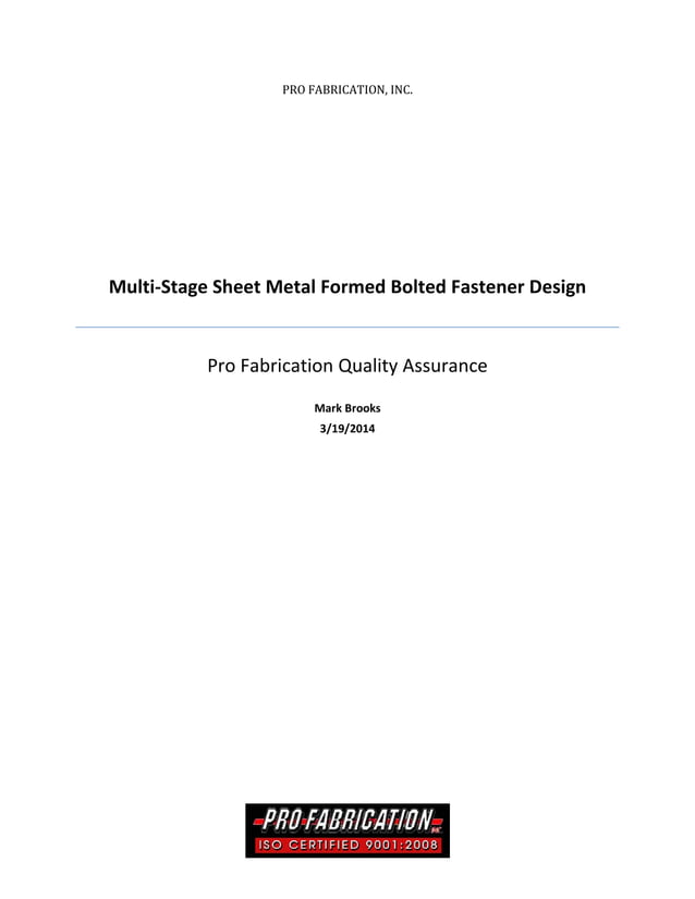 Multi-StageSheet Metal Fromed Bolted Fastener Design | PDF