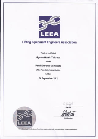 Ayman LEEA Certificates