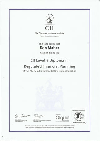 CII Level 4 Diploma in Regulated Financial Planning