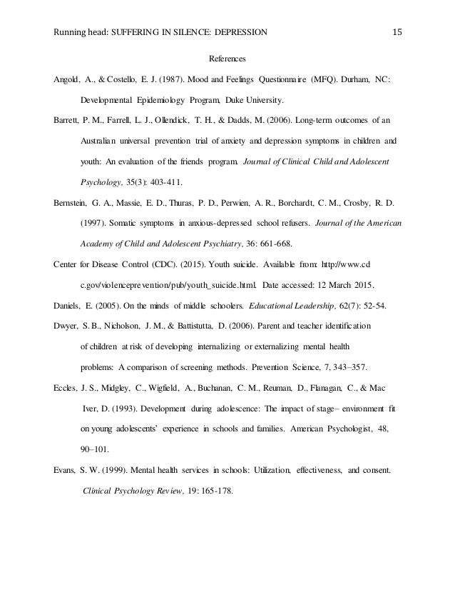 depression research papers