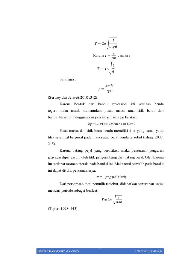 2 B 59 Utut Muhammad Laporan Gerak Harmonik Sederhana Pada Bandul Rev