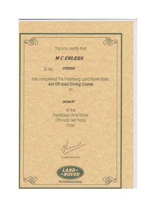 Off road certificate