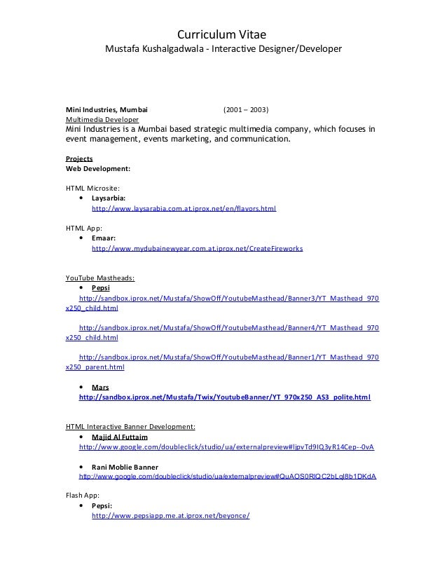 multimedia developer resume