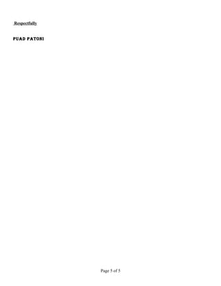 Respectfully
Puad Patoni
Page 5 of 5
 