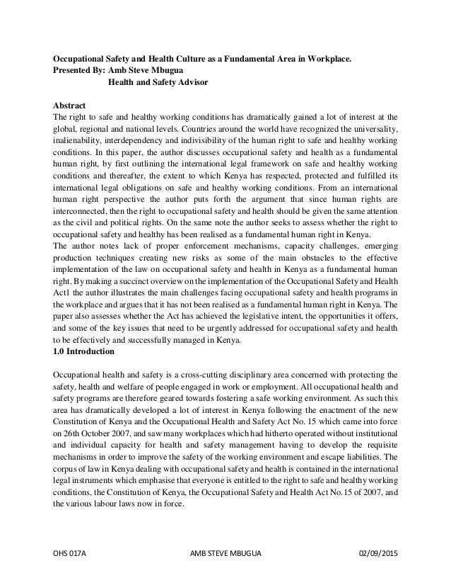 Dissertation on construction health and safety