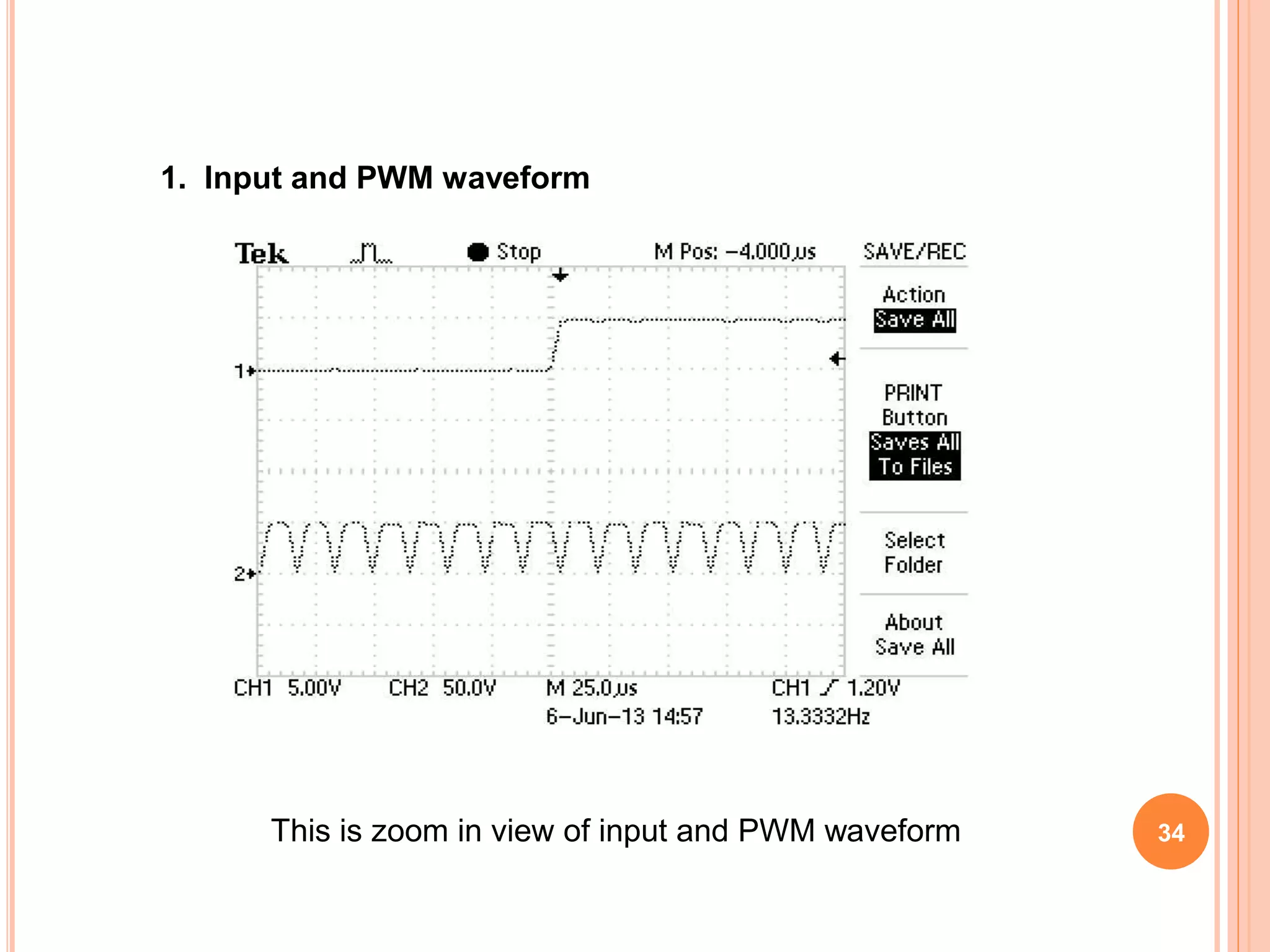 1. Input and PWM waveform
This is zoom in view of input and PWM waveform 34
 