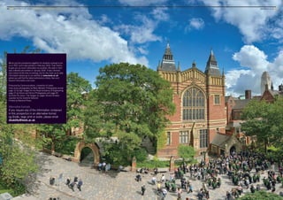 We’ve put this prospectus together for students looking to join
us in 2017, and it was printed in February 2016. That means,
to give you as much information as possible, the data in here
was collected and written in January 2016. It was checked
and correct at the time of printing, but for the most up-to-date
information please go to our website at www.leeds.ac.uk
where you will find the latest admissions criteria, fees and
finance information and more.
Produced by Communications, University of Leeds.
Case study photography by Mark Webster Photography except
page 12 by bigT images for the Royal Academy of Engineering,
page 27 by Simon and Simon Photography and page 43
by Victor De Jesus. The images on pages 18 and 24 were
supplied by the students featured.
Printed by Belmont Press.
Alternative formats
If you require any of the information contained
in this prospectus in an alternative format
eg Braille, large print or audio, please email
disability@leeds.ac.uk
www.leeds.ac.uk ■76 ■ UNIVERSITY OF LEEDS UNDERGRADUATE PROSPECTUS 2017
 