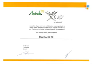Imagine Cup Certificate (Mashhood Ali)