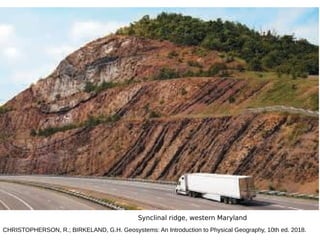 Synclinal ridge, western Maryland
CHRISTOPHERSON, R.; BIRKELAND, G.H. Geosystems: An Introduction to Physical Geography, 10th ed. 2018.
 