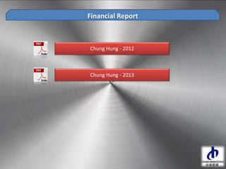 Financial Report
Chung Hung - 2012
Chung Hung - 2013
 