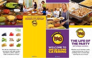 Welcome to
one-of-a-kind
catering
Whether you’re hosting a party,
a business function or even a
wedding, Moe’s customizable
catering has you covered.
The life of
the party
isn’t always a person.
moes.com
©2013 Moe’s Franchisor LLC
We deliver everything to you —
real options with high-quality
ingredients, plates, napkins,
cutlery and peace of mind.
moes.com
Call your favorite moe’s to
customize your order for
your one-of-a-kind event.
 