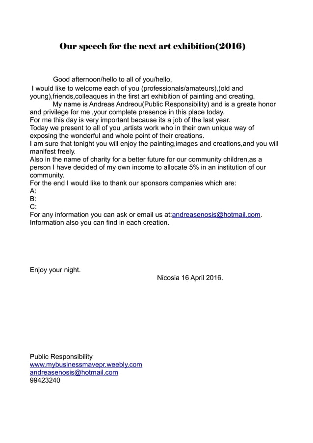 Art exhibition speech 2016 PDF