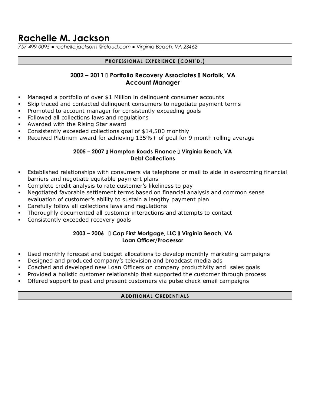 R Jackson Loan Processor Resume