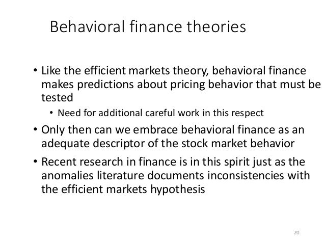 from efficient markets theory to behavioral finance On this video, i attempt to discuss the different between efficient market hypothesis and behavioral finance i then proceed to give short explanation on the categories of market efficiency as. from efficient markets theory to behavioral finance On this video, i attempt to discuss the different between efficient market hypothesis and behavioral finance i then proceed to give short explanation on the categories of market efficiency as.