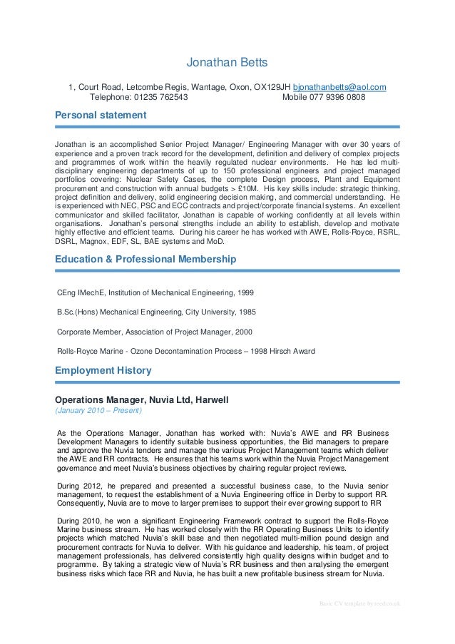 Jonathan Betts CV 2015