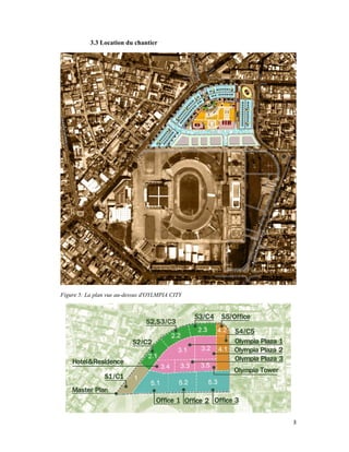 Figure
3.3 Lo
e 5: La plan v
ocation du c
ue au-dessus
hantier
d'OYLMPIA CITY
3
 
 