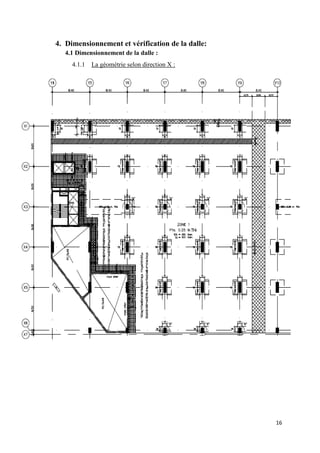 16
4. Dimensionnement et vérification de la dalle:
4.1 Dimensionnement de la dalle :
4.1.1 La géométrie selon direction X :
 