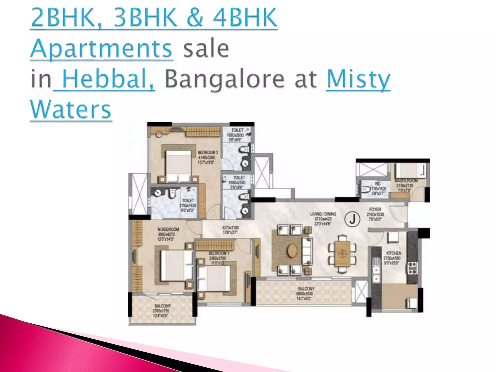 2BHK, 3BHK & 4BHK Apartments sale in Hebbal, Bangalore at Misty Waters
