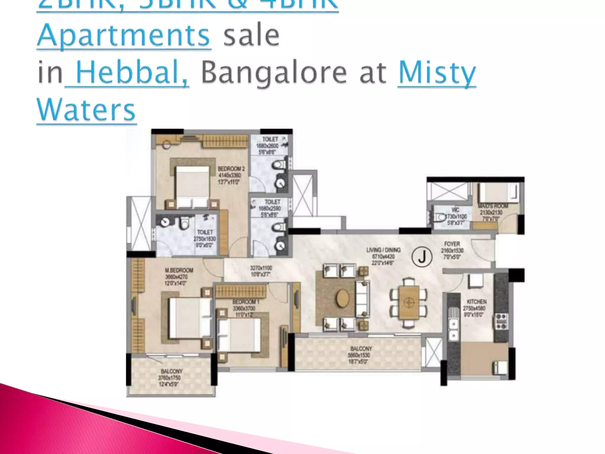 2BHK, 3BHK & 4BHK Apartments sale in Hebbal, Bangalore at Misty Waters
