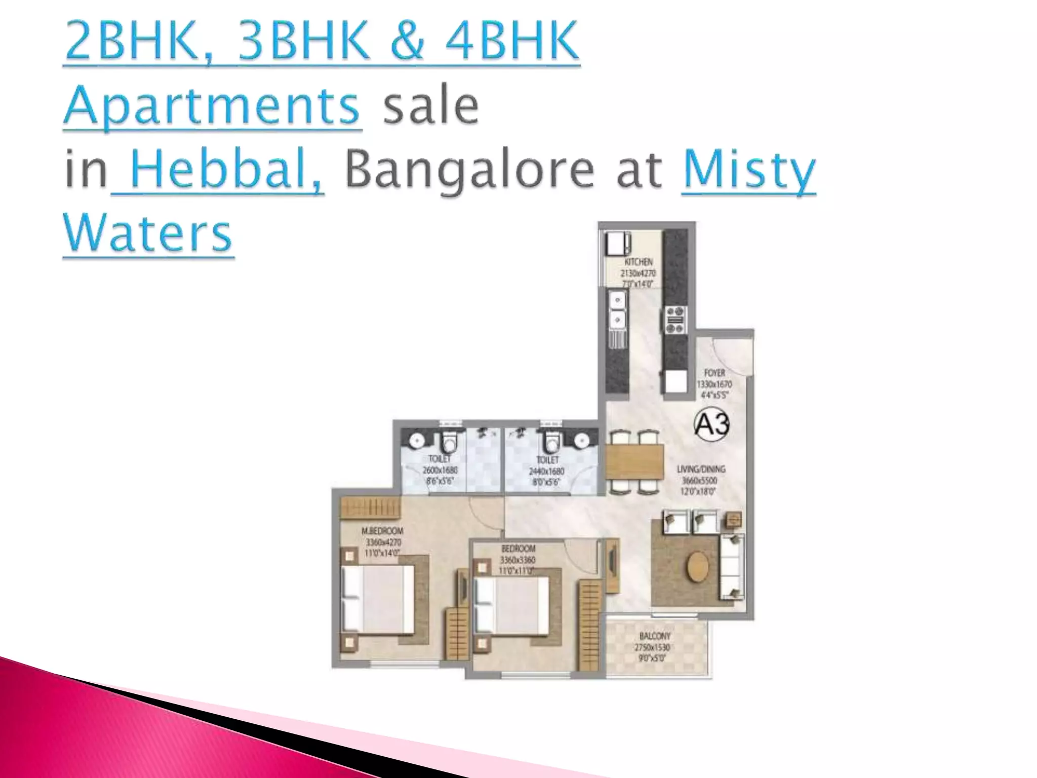 2BHK, 3BHK & 4BHK Apartments sale in Hebbal, Bangalore at Misty Waters