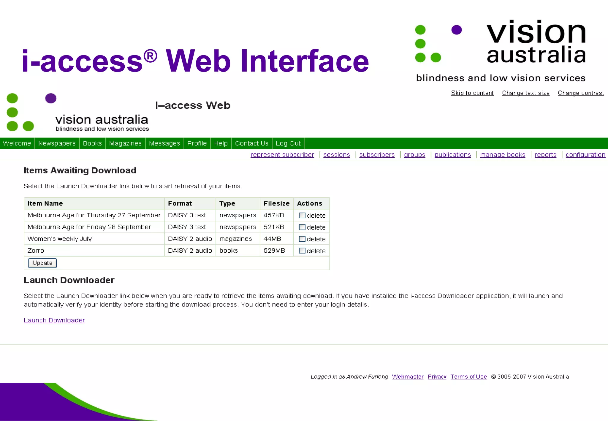 i-access®
Web Interface
 
