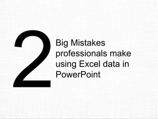 Big Mistakes
professionals make
using Excel data in
PowerPoint
 