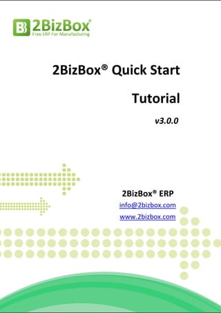 2BizBox® Quick Start
             Tutorial
                    v3.0.0




          2BizBox® ERP
          info@2bizbox.com
          www.2bizbox.com
 