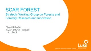 © Natural Resources Institute Finland
Taneli Kolström
SCAR SUOMI –tilaisuus
13.11.2019
SCAR FOREST
Strategic Working Group on Forests and
Forestry Research and Innovation
 