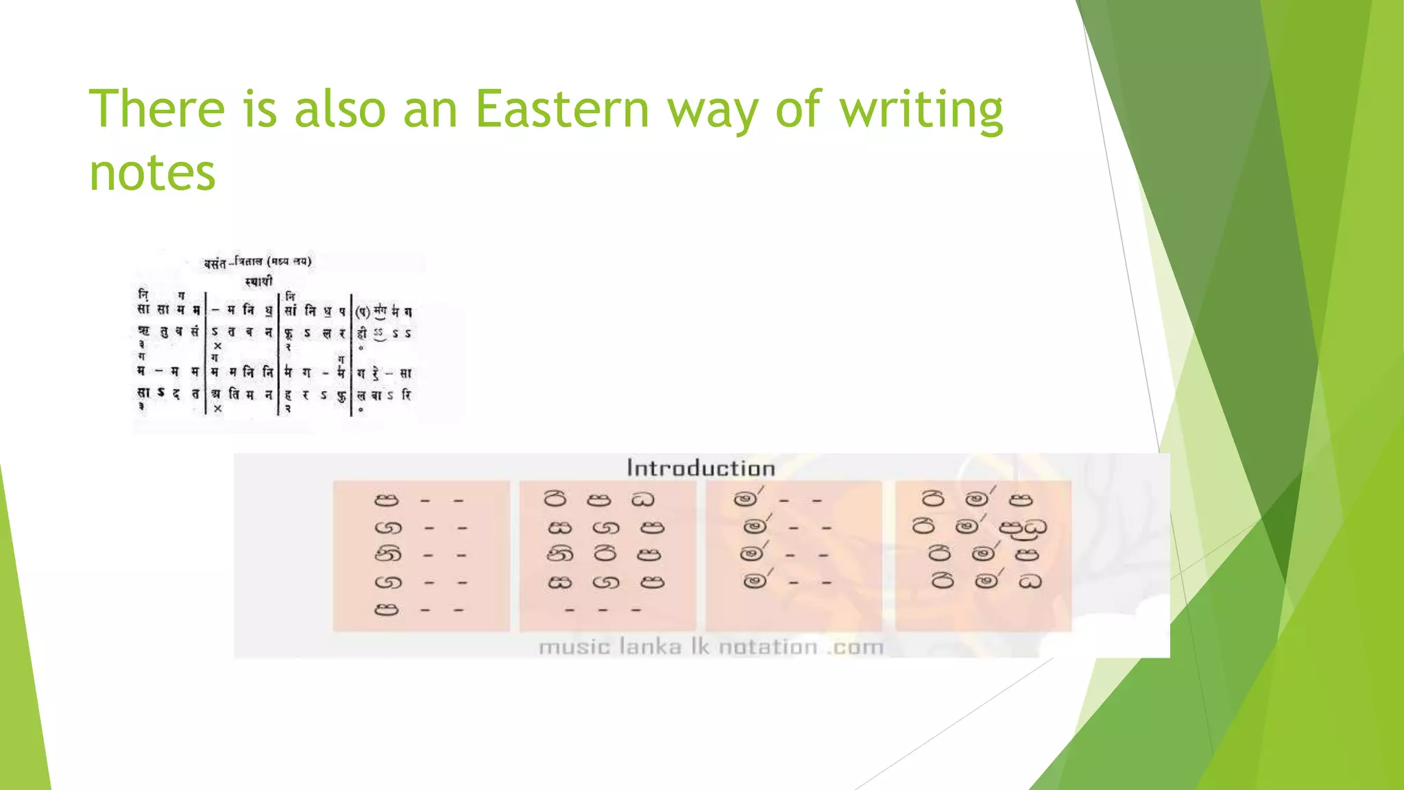 There is also an Eastern way of writing
notes
 