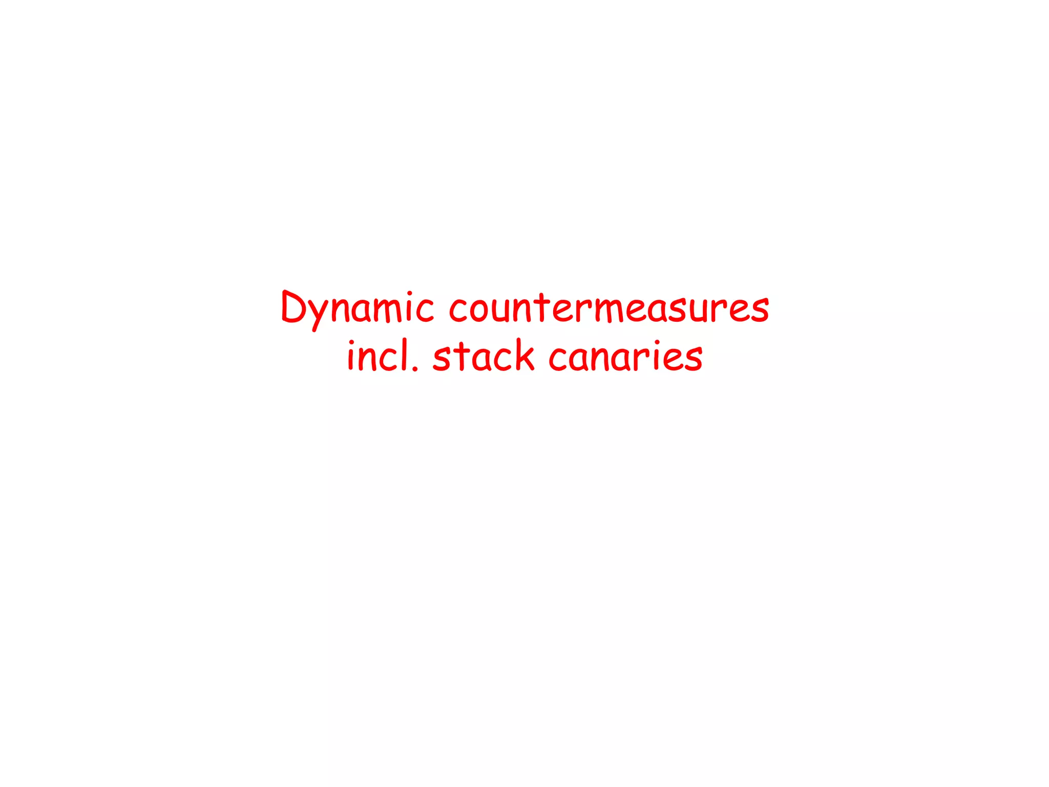 Dynamic countermeasures incl. stack canaries 
