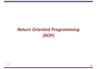 Return Oriented Programming
(ROP)
38
 