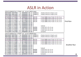 ASLR in Action
68
First Run
Another Run
 