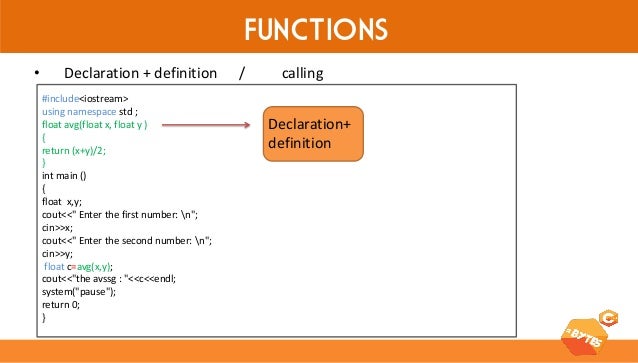 2 BytesC++ course_2014_c3_ function basics¶meters and overloading