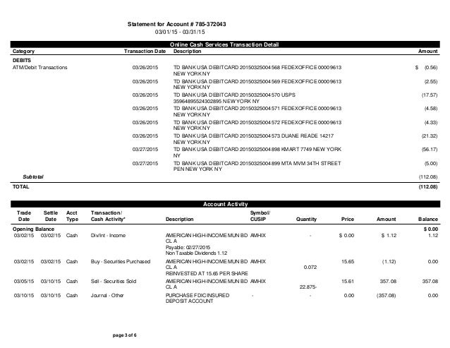 form auto rbc debit TD Jr.'s Mr. statements  Ameritrade (06 March 2015 RJB,