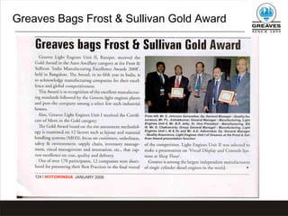 Greaves Bags Frost & Sullivan Gold Award
 