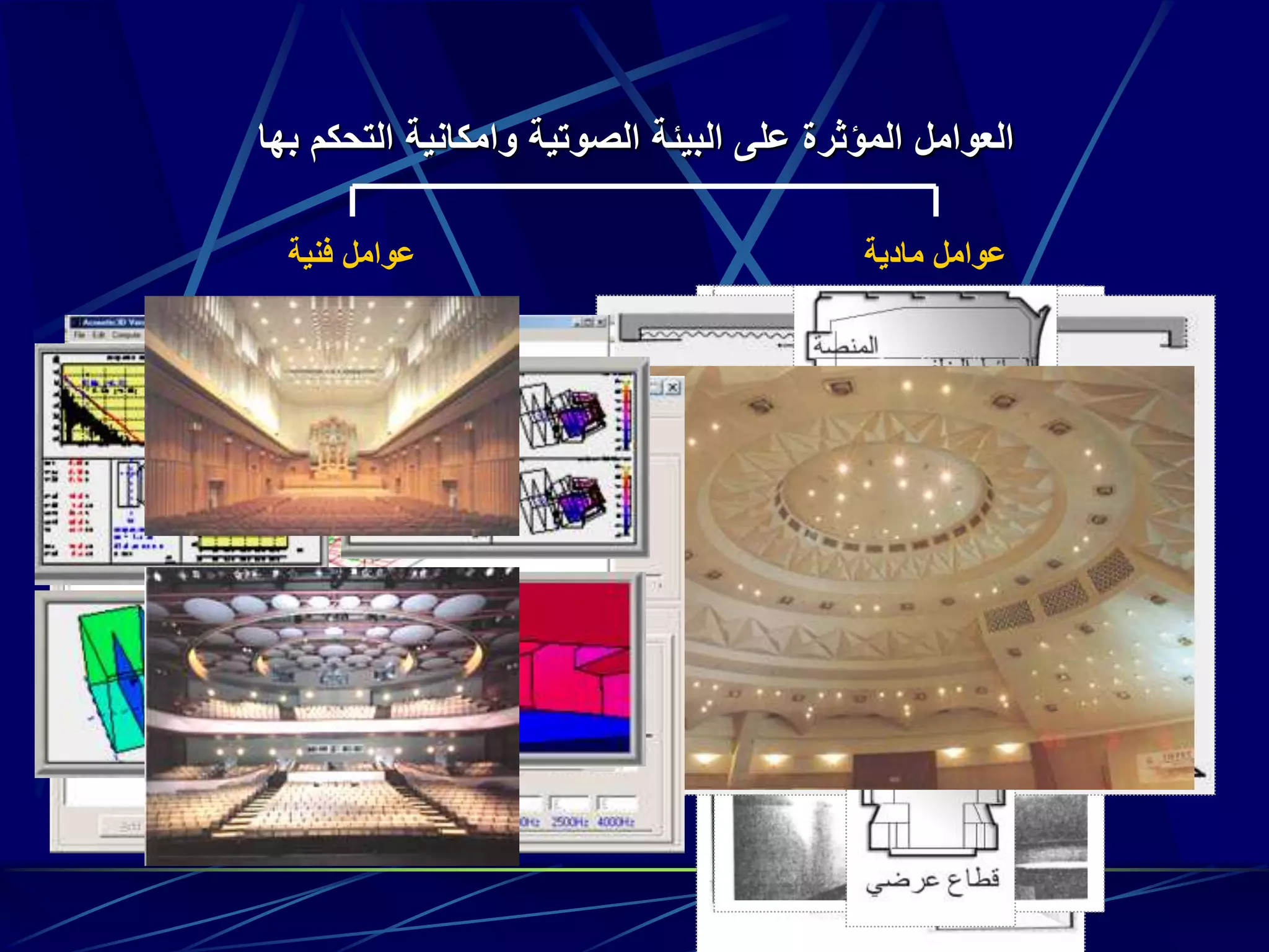 ‫مادية‬ ‫عوامل‬‫فنية‬ ‫عوامل‬
‫التحكم‬ ‫وامكانية‬ ‫الصوتية‬ ‫البيئة‬ ‫على‬ ‫المؤثرة‬ ‫العوامل‬‫بها‬
1
2
3
4
5
6
 