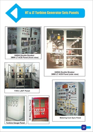 HT & LT Turbine Generator Sets Panels
6400A Double Breaker
3MW LT ACB Panel (front view)
6400A Double Breaker
3MW LT ACB Panel (side view)
11KV. LAVT Panel
Turbine Gauge Panel
DCMotorStarterPanel
Metering Cum Sync Panel
21
 