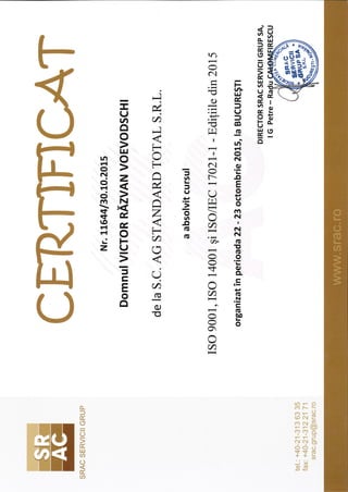 Certificat tranzitie 9001 si 14001 SRAC