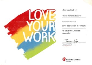 Awarded from Save the Children