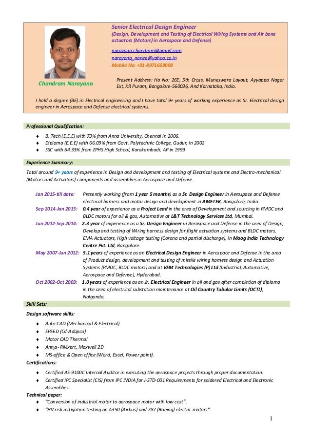 Cable Harness Design Engineer Sample Resume New Sr Electrical Designer Engineerwiring Harness EWIS Chandram Naray Cable Harness Design Engineer Sample Resume New Sr Electrical Designer Engineerwiring Harness EWIS Chandram Naray