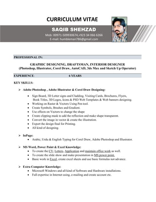 Saqib's Graphic Designing Resume